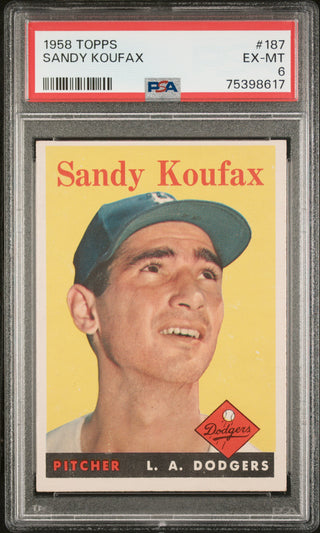 Sandy Koufax 1958 Topps Card #187 (PSA 6)