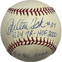Carlton Fisk Autographed Official Major League Stat Baseball (PSA)