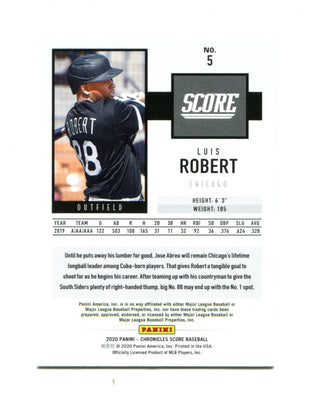 Luis Robert 2020 Panini Rookie Score #5 Card