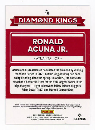 Ronald Acuna Jr. 2022 Panini Red Donruss #16 Card
