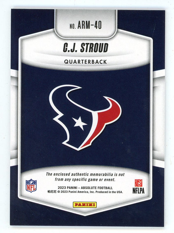 CJ Stroud 2023 Panini Absolute Patch Relic #ARM-40