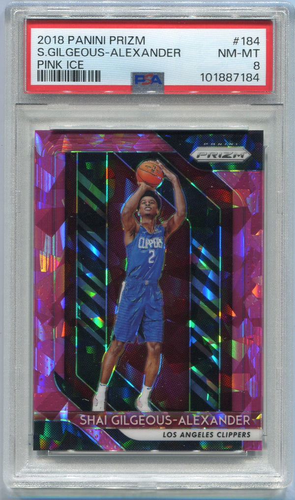 Shai Gilgeous-Alexander 2018 - 2019 Panini Pink Cracked Prizm RC #184 PSA Graded 8