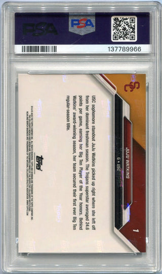 JuJu Watkins 2025 Bowman U Now March Madness Net Foil Parallel Card #1 PSA Graded 9