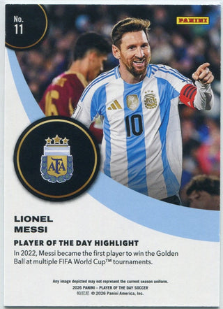 Lionel Messi 2026 Panini Player Of The Day Card #11