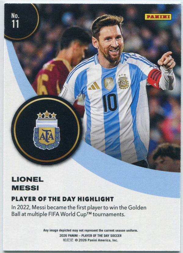 Lionel Messi 2026 Panini Player Of The Day Card #11