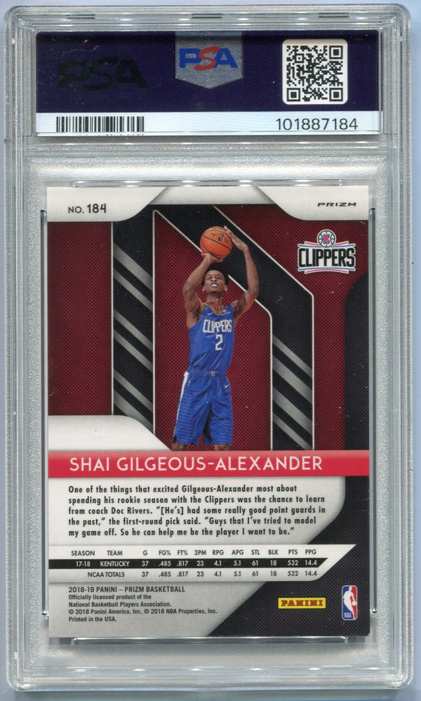 Shai Gilgeous-Alexander 2018 - 2019 Panini Pink Cracked Prizm RC #184 PSA Graded 8