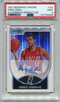 Greg Oden 2007 - 2008 Bowman Chrome Autographed Refractor RC #152 18/479 PSA Graded 9