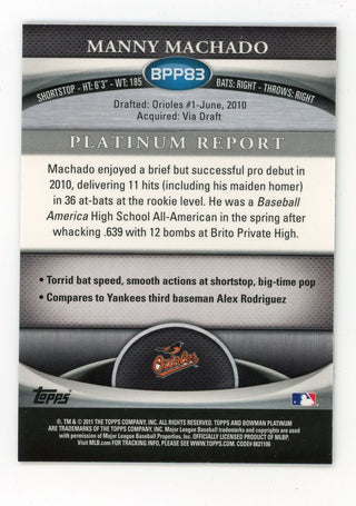 Manny Machado 2011 Topps Platinum Report #BPP83 Card