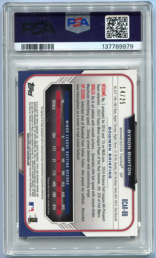 Byron Buxton 2015 Bowman Chrome Orange Refractor RC #BCAR-BB 14/25 PSA Graded 9
