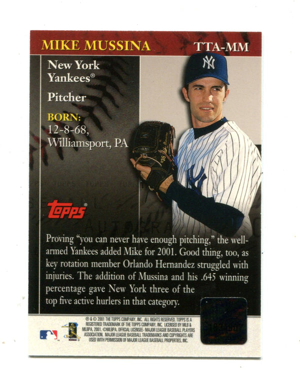 Mike Mussina 2001 Topps Traded Star #TTAMM Autographed Card