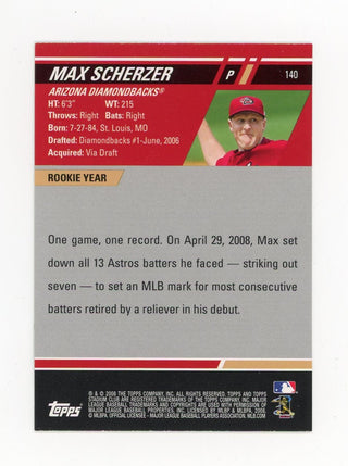 Max Scherzer 2008 Topps 1st Day Issue #140 Card