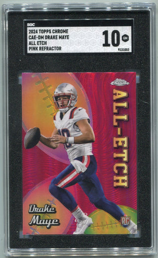 Drake Maye 2024 Topps Chrome All-Etch Pink Refractor RC #CAE-DM SGC Graded 10