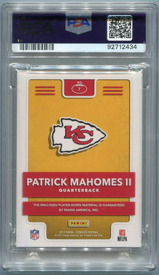 Patrick Mahomes 2017 Panini Donruss Rookie Phenom Jersey RC #7 PSA Graded 8
