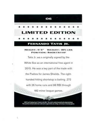 Fernando Tatis Jr 2017 Leaf Limited Edition #06 Card