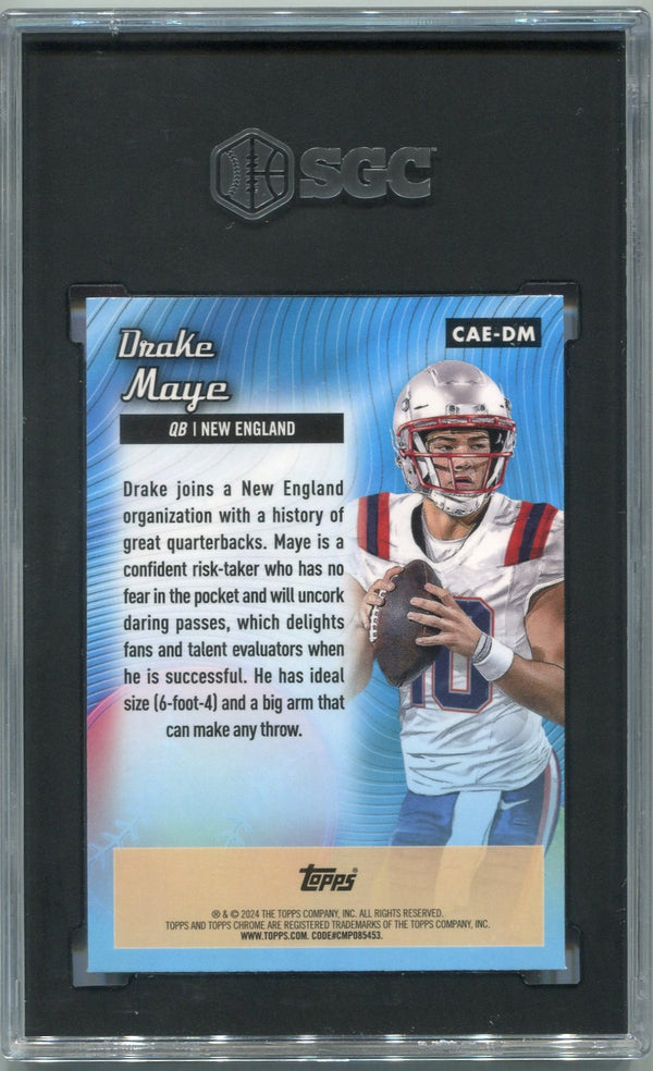 Drake Maye 2024 Topps Chrome All-Etch Pink Refractor RC #CAE-DM SGC Graded 10