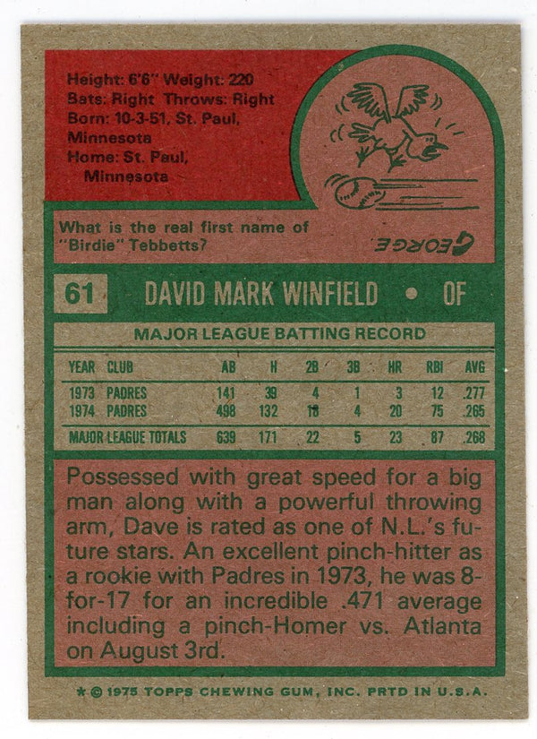 Dave Winfield 1975 Topps #61