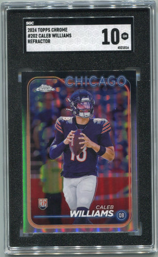Caleb Williams 2024 Topps Chrome Refractor RC SGC Graded 10
