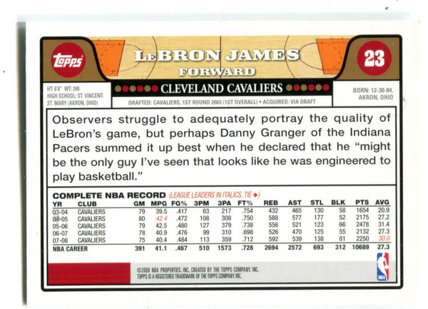 LeBron James 2008 Topps "Chalk Toss" #23 Card