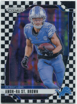 Amon-Ra St.Brown 2024 Panini Prizm Black And White Checkerboard Prizm Card #95