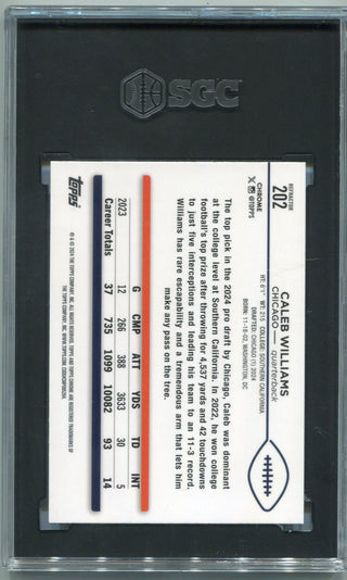 Caleb Williams 2024 Topps Chrome Refractor RC SGC Graded 10