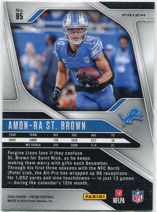Amon-Ra St.Brown 2024 Panini Prizm Black And White Checkerboard Prizm Card #95
