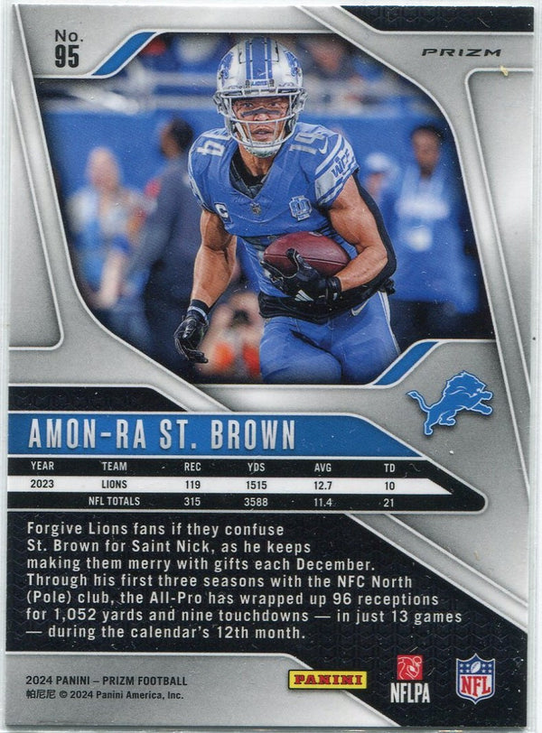 Amon-Ra St.Brown 2024 Panini Prizm Black And White Checkerboard Prizm Card #95