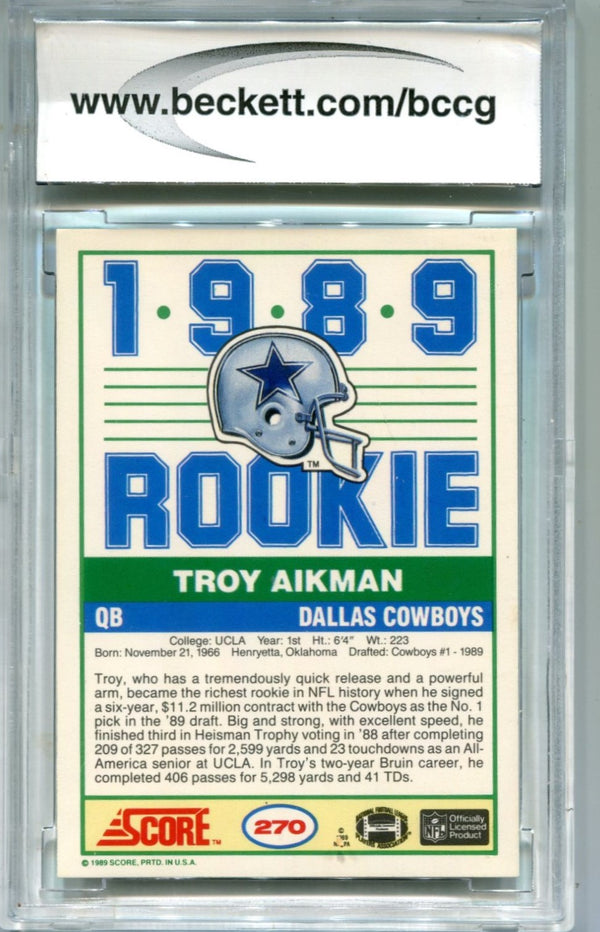 Troy Aikman 1989 Score #270 BCCG 10 Card
