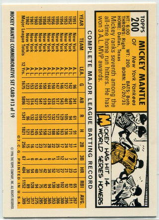 Mickey Mantle 1996 Topps Mickey Mantle Commemorative Set Card #13