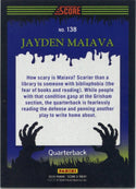 Jayden Maiava 2026 Panini Score A Treat Pumpkins Parallel RC #138