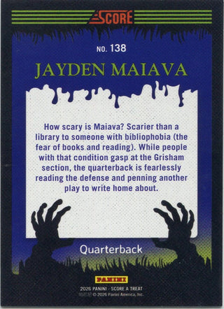 Jayden Maiava 2026 Panini Score A Treat Pumpkins Parallel RC #138