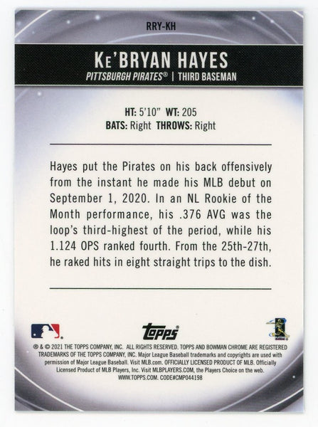 2021 Topps Chrome Ke'bryan Hayes Signed Pirates Rookie Baseball