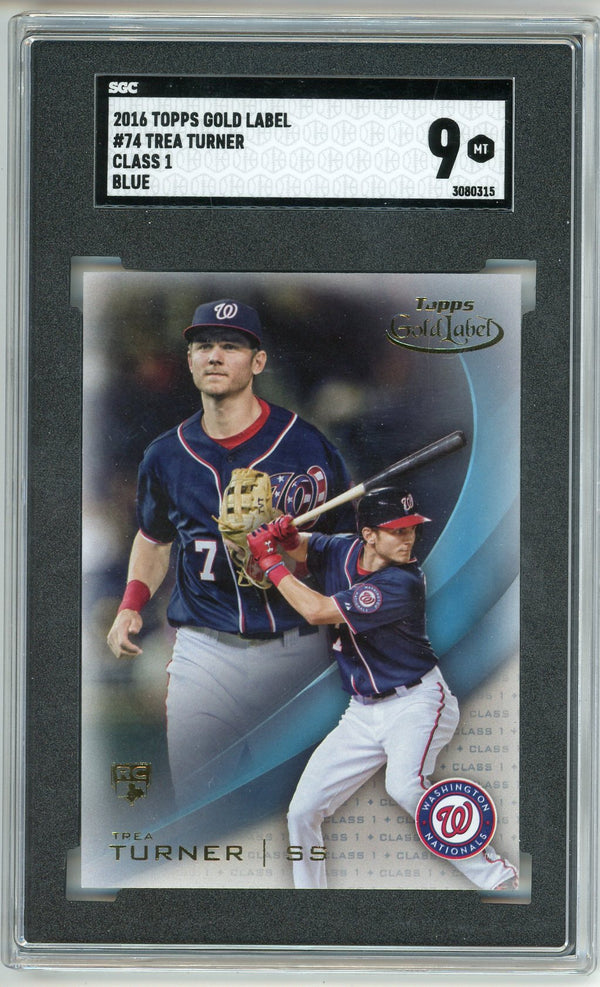 Trea Turner 2016 Topps Gold Label #74 Class 1 Blue SGC 9