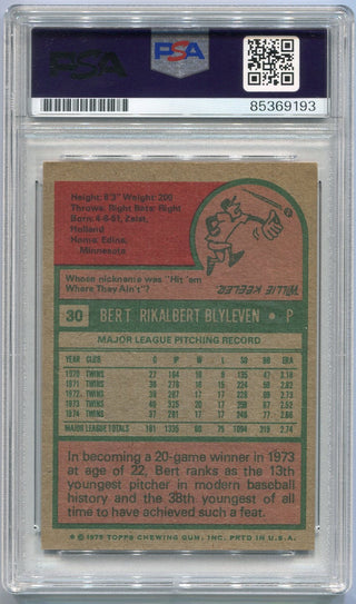 Bert Blyleven 1975 Topps Autographed Card #30 PSA/DNA Certified