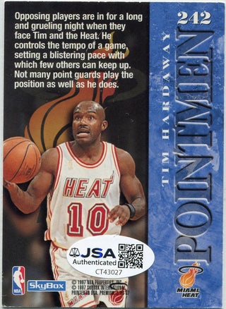 Tim Hardaway 1997 Skybox Premium Autographed Card JSA Certified