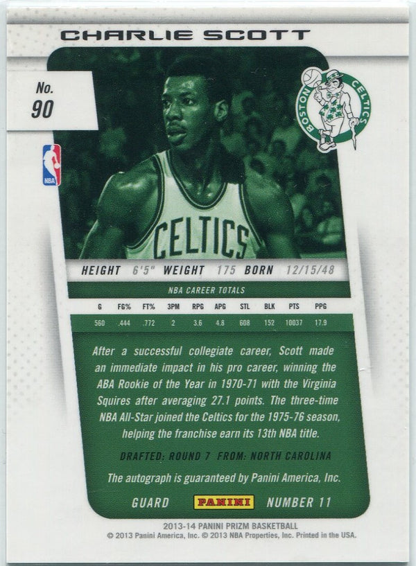Charlie Scott 2013 - 2014 Panini Prizm Autographed Card #90