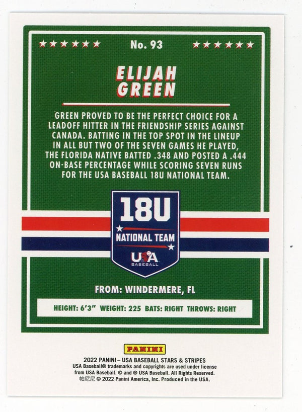 Elijah Green 2022 Panini 18U National Team #93 Card