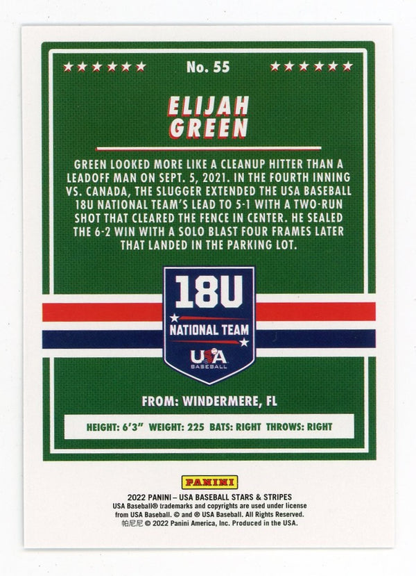 Elijah Green 2022 Panini 18U National Team #55 Card