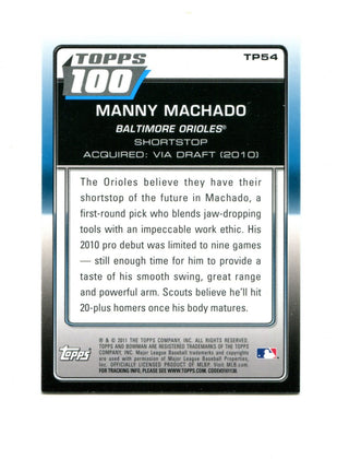 Manny Machado 2011 Topps 100 #TP54 Card