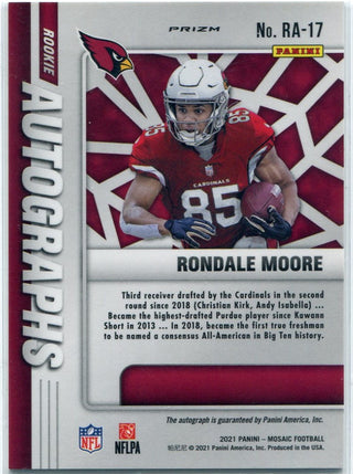 Rondale Moore 2021 Panini Mosaic Autographed Prizm RC #RA-17