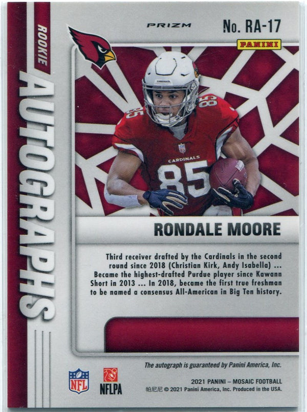 Rondale Moore 2021 Panini Mosaic Autographed Prizm RC #RA-17