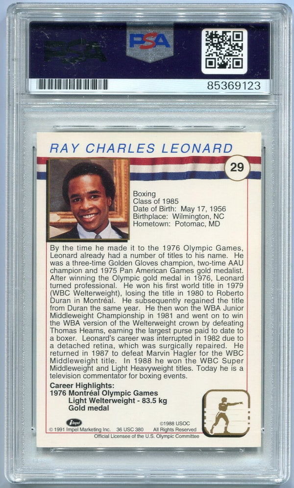 Sugar Ray Leonard Autographed Trading Card PSA/DNA Certified