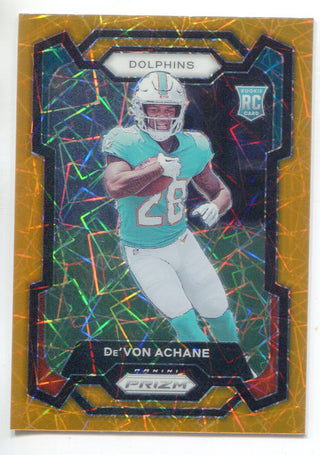 De'Von Achane 2023 Panini Prizm Orange Velocity Rookie Card #365