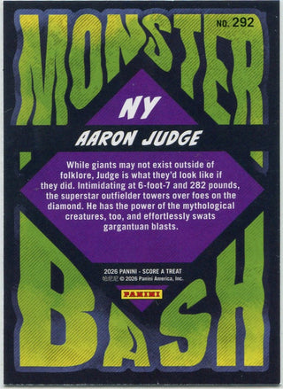 Aaron Judge 2026 Panini Score A Treat Monster Bash Pumpkin Parallel Card #292