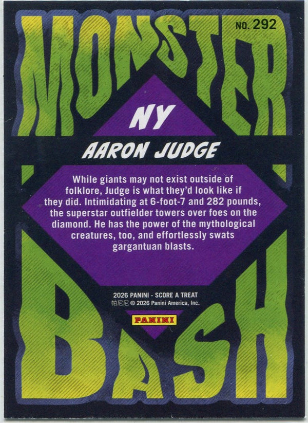 Aaron Judge 2026 Panini Score A Treat Monster Bash Pumpkin Parallel Card #292