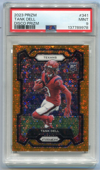 Tank Dell 2023 Panini Prizm Orange Disco Prizm RC #341 PSA Graded 9