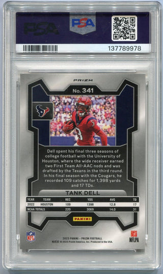 Tank Dell 2023 Panini Prizm Orange Disco Prizm RC #341 PSA Graded 9
