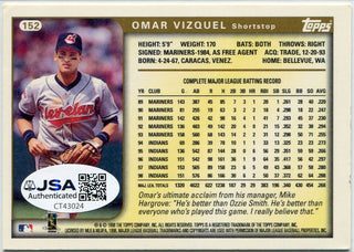 Omar Vizquel 1998 Topps Autographed Card JSA Certified