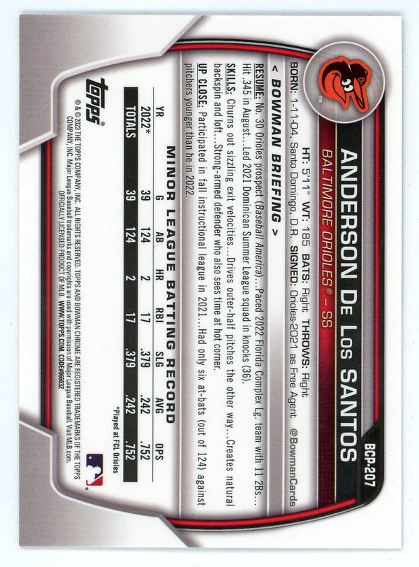 Anderson De Los Santos 2023 Topps Bowman Chrome #BCP-207
