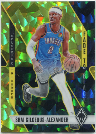 Shai Gilgeous-Alexander 2023 - 2024 Panini Phoenix Fade To Black Yellow Cracked Ice Card #5 128/175