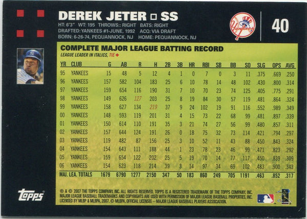 Derek Jeter George Bush Mickey Mantle 2007 Topps Card #40